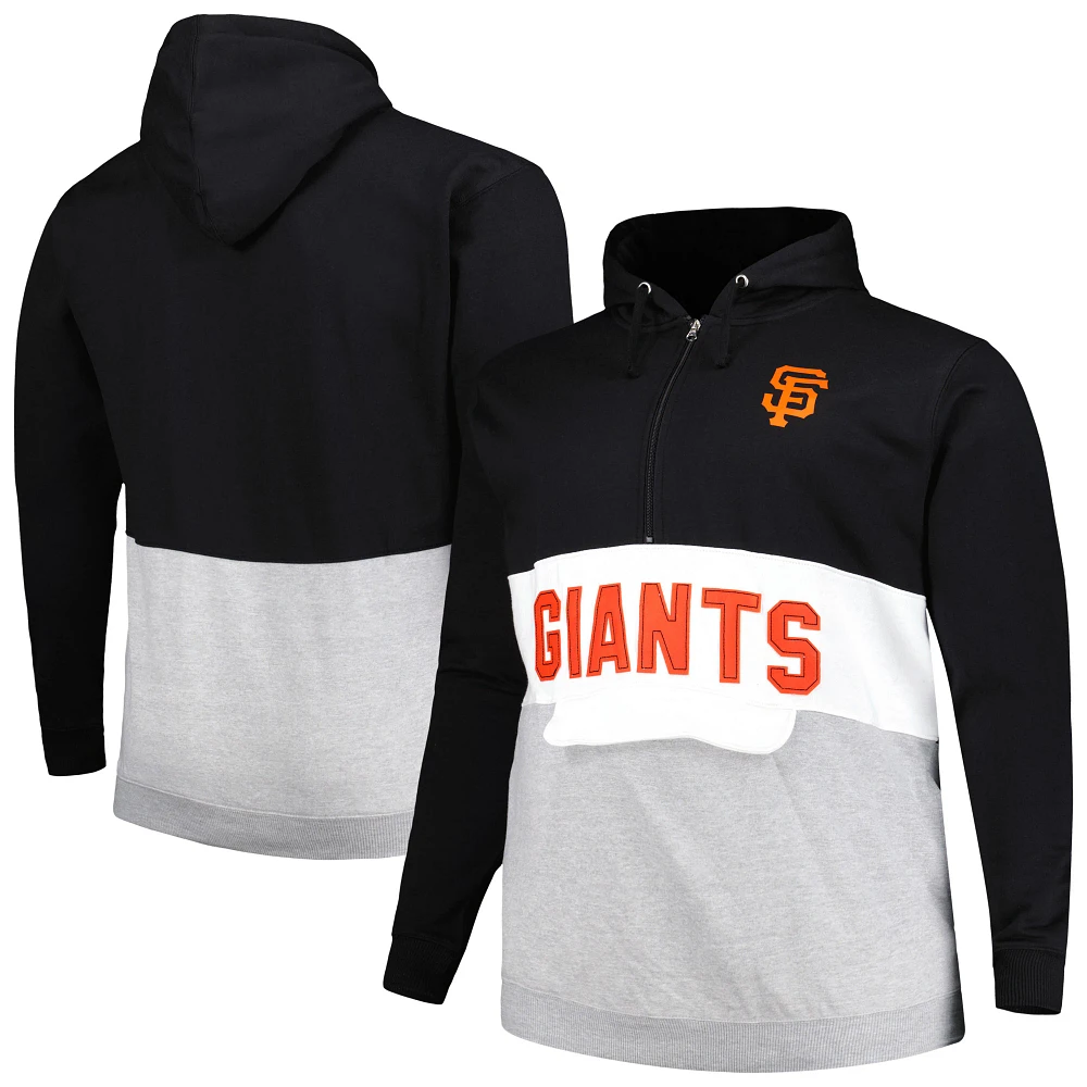 Sweat à capuche demi-zip en polaire Big & Tall San Francisco Giants noir/blanc pour homme