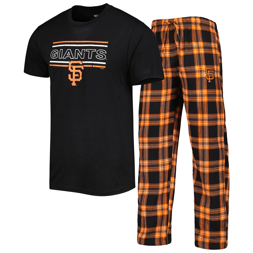 Ensemble de pyjama et pantalon Concepts Sport pour homme avec écusson des Giants San Francisco, noir/orange