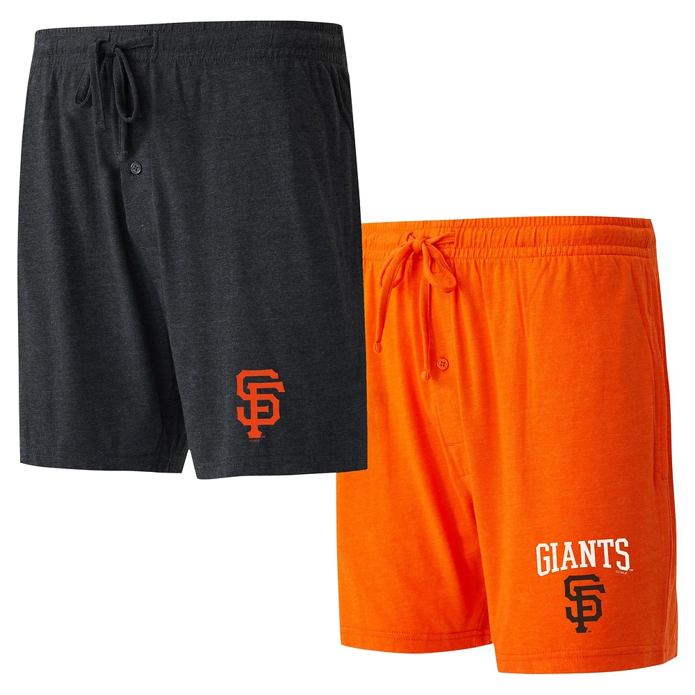 Men's Concepts Sport Black/Orange San Francisco Giants Two-Pack Meter Sleep Shorts