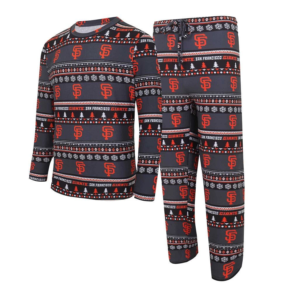 Men's Concepts Sport Black San Francisco Giants Knit Ugly Sweater Long Sleeve Top & Pants Set