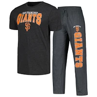 Ensemble de nuit t-shirt et pantalon Concepts Sport pour hommes, charbon bois/noir, San Francisco Giants Meter