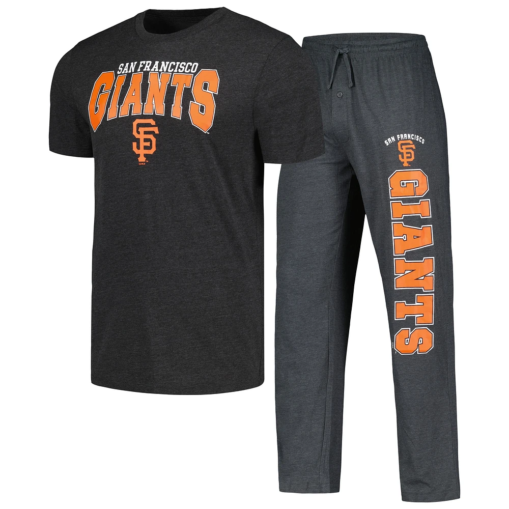 Ensemble de nuit t-shirt et pantalon Concepts Sport pour hommes, charbon bois/noir, San Francisco Giants Meter