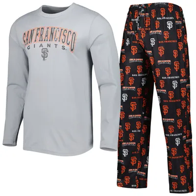 San Francisco Giants Concepts Sport Breakthrough Long Sleeve Top & Pants Sleep Set - Gray/Black