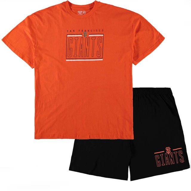 Ensemble de pyjama t-shirt et short pour hommes Concepts Sport orange/noir San Francisco Giants Tailles Big & Tall