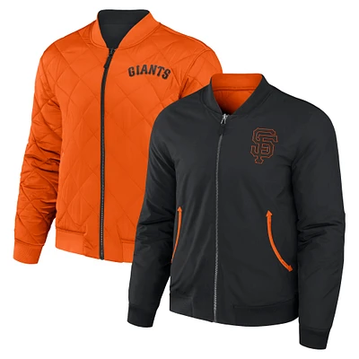 Collection Darius Rucker pour hommes par Fanatics - Blouson aviateur réversible entièrement zippé noir/orange des San Francisco Giants