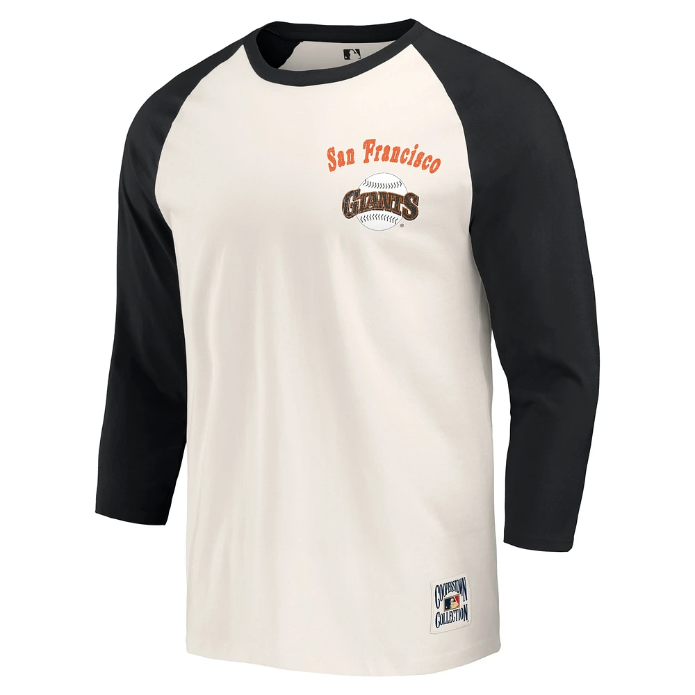 Collection Darius Rucker pour hommes par Fanatics Noir/Blanc San Francisco Giants Cooperstown T-shirt raglan à manches 3/4