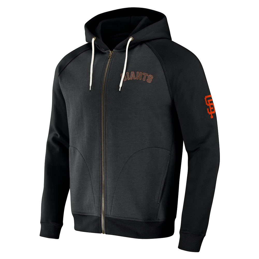 Collection Darius Rucker pour homme par Fanatics Black San Francisco Giants Raglan Full-Zip Hoodie