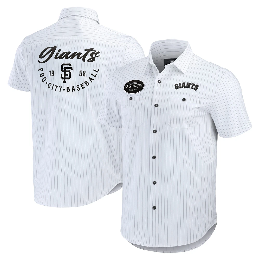 Men's Darius Rucker Collection by Fanatics White San Francisco Giants Pin Stripe Short Sleeve Button-Up Shirt