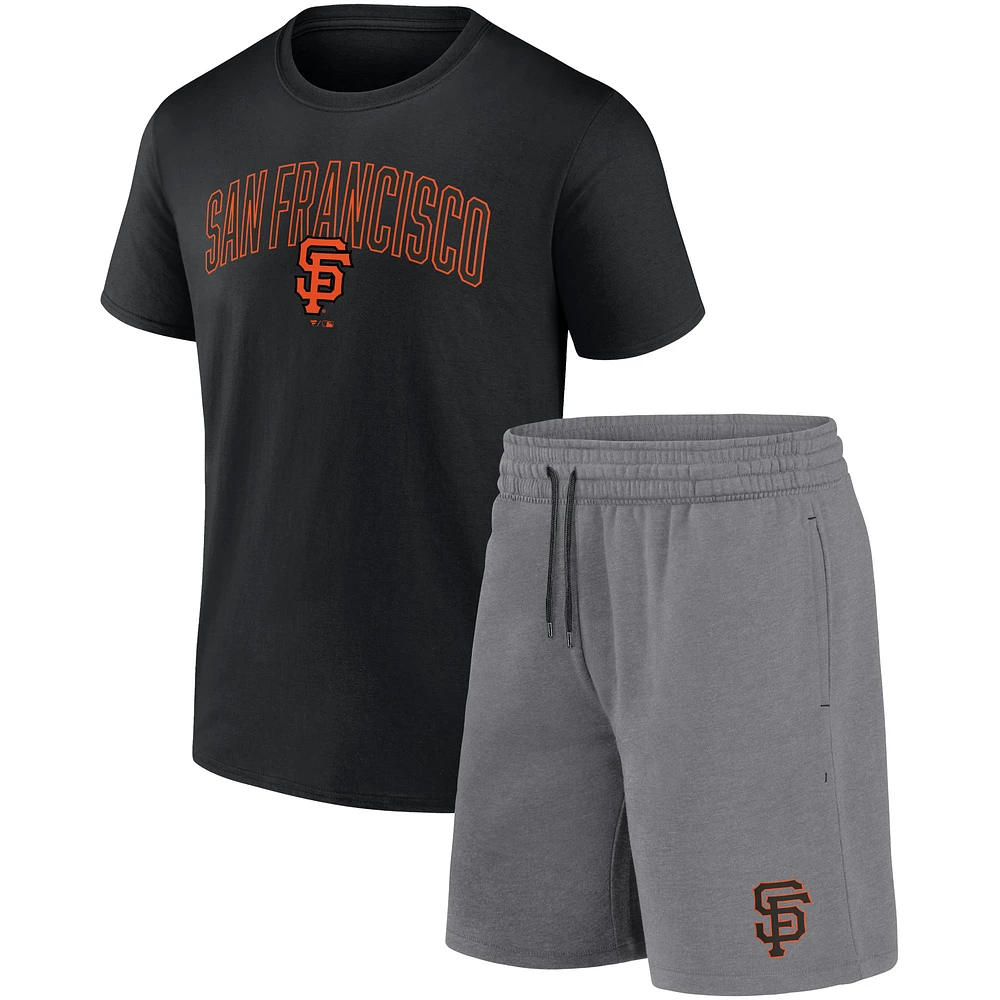 Men's Fanatics Black/Heather Gray San Francisco Giants Arch T-Shirt & Shorts Combo Set