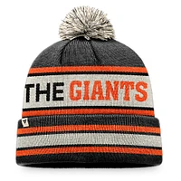 Bonnet en tricot à revers avec slogan de la ville natale des Giants de San Francisco Fanatics noir/naturel pour hommes avec pompon