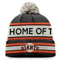 Men's Fanatics Black/Natural San Francisco Giants Hometown Slogan Cuffed Knit Hat with Pom