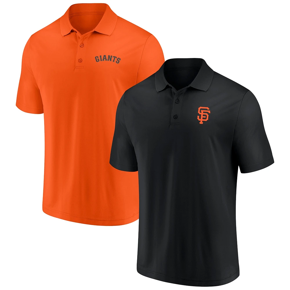 Men's Fanatics Black/Orange San Francisco Giants Dueling Logos Polo Combo Set