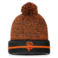 Bonnet en tricot à revers Space-Dye Fanatics pour hommes noir/orange San Francisco Giants avec pompon