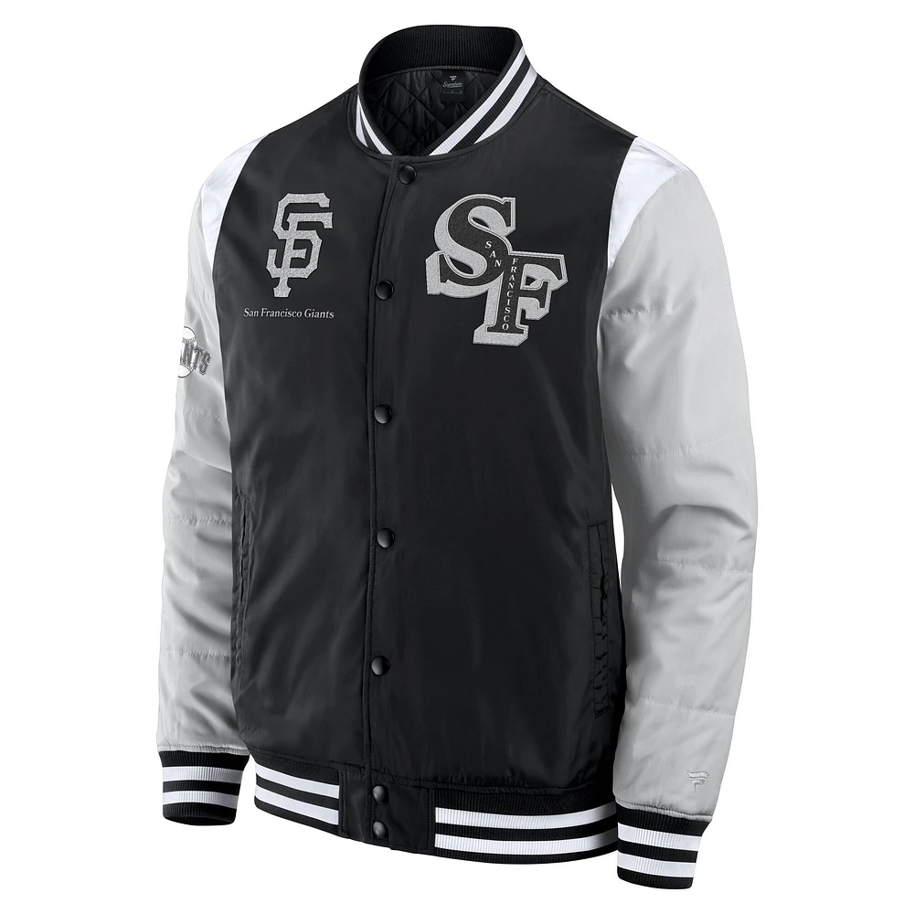 Veste à boutons-pression intégrale Fanatics noire pour homme San Francisco Giants Elements Elite