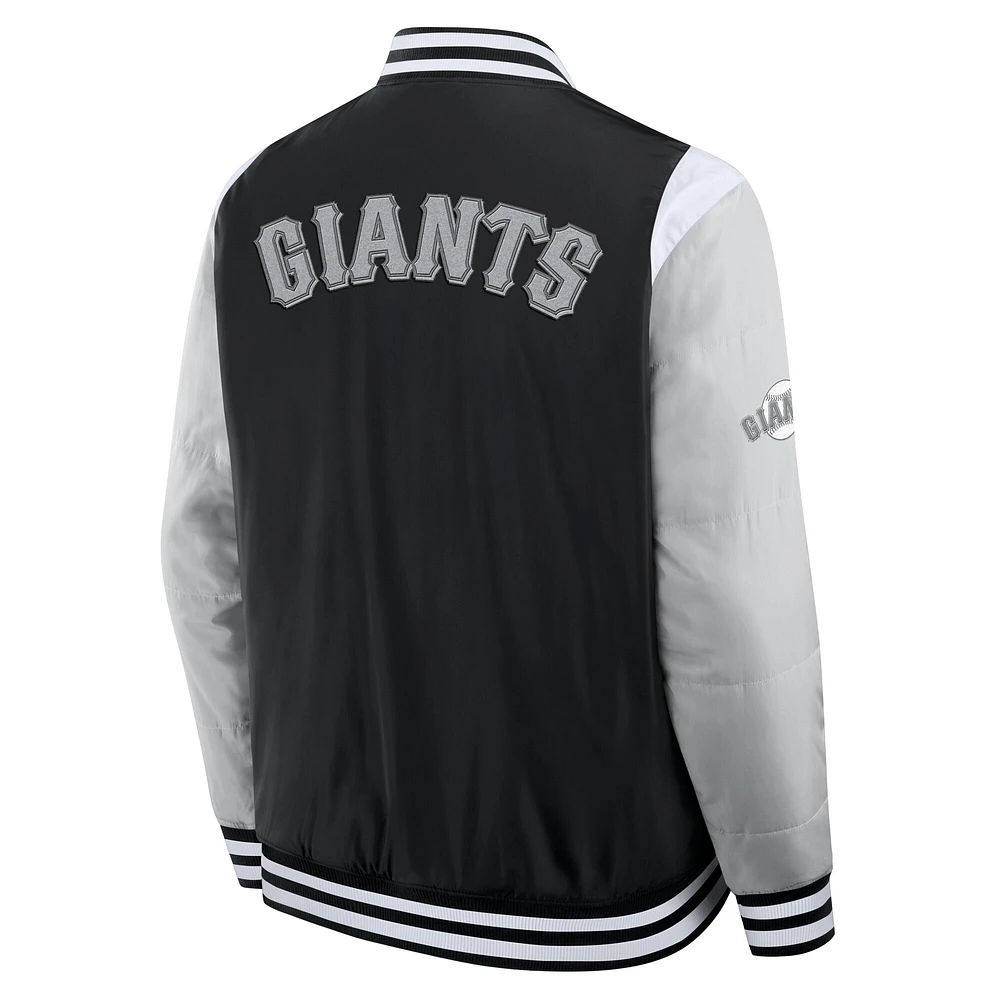 Veste à boutons-pression intégrale Fanatics noire pour homme San Francisco Giants Elements Elite