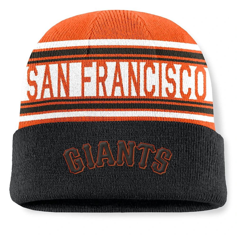 Men's Fanatics Black San Francisco Giants Fundamental Team Stripe Cuffed Knit Hat