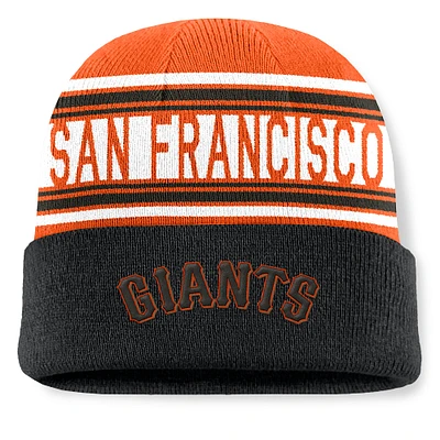 Bonnet en tricot à revers à rayures fondamentales San Francisco Giants noir Fanatics pour homme