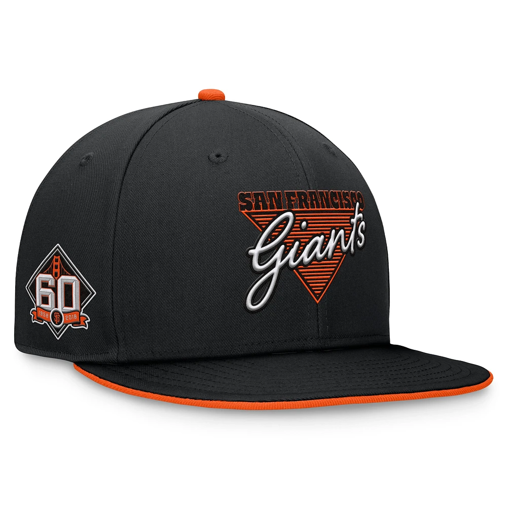 Casquette ajustée Fanatics noire San Francisco Giants Fundamental Tri-Script pour hommes