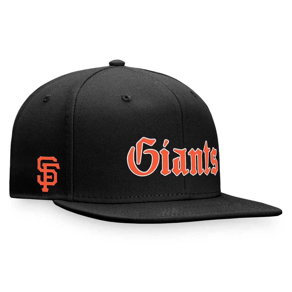 Casquette ajustée noire à script gothique Fanatics pour hommes des Giants de San Francisco