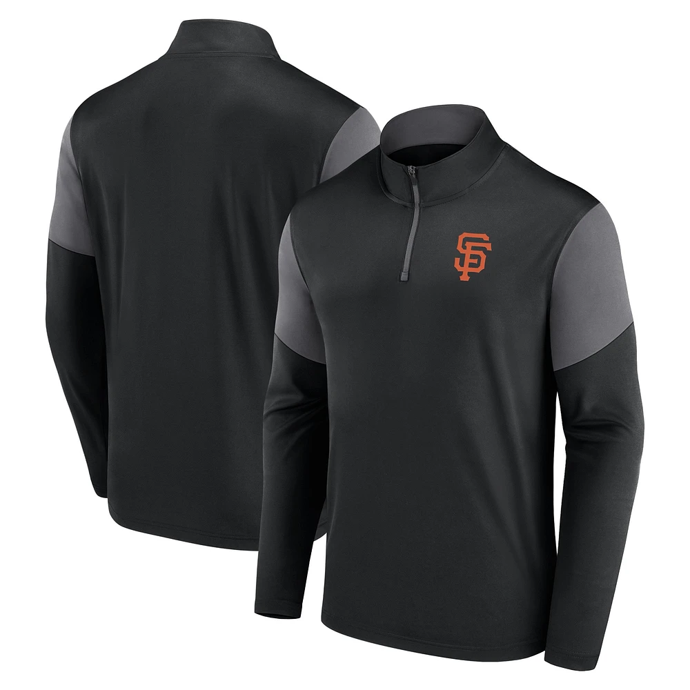 Haut noir à quart de zip avec logo Fanatics des Giants San Francisco pour hommes