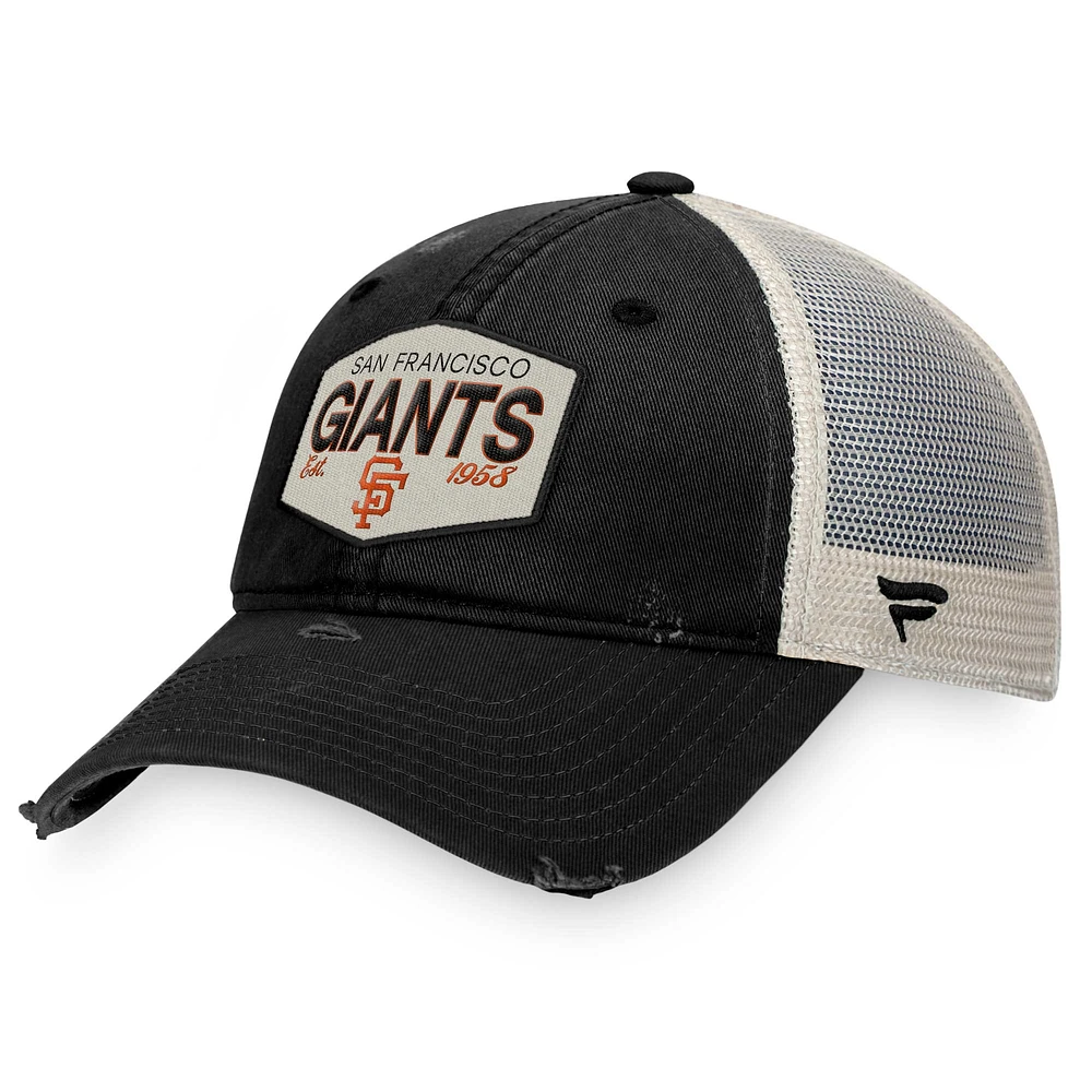 Casquette réglable noire San Francisco Giants Patch Trucker Fanatics pour hommes