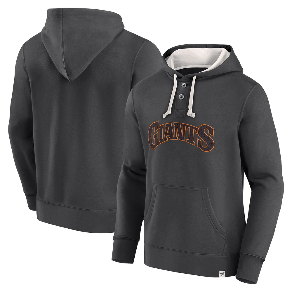 Sweat à capuche noir Fanatics pour hommes des Giants de San Francisco Plan for Adversity Henley Fleece Pull