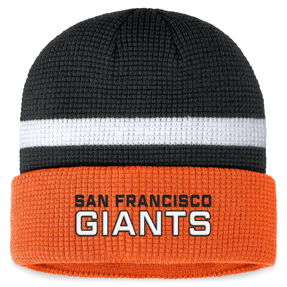 Bonnet en tricot à revers gaufré Fanatics noir San Francisco Giants pour hommes