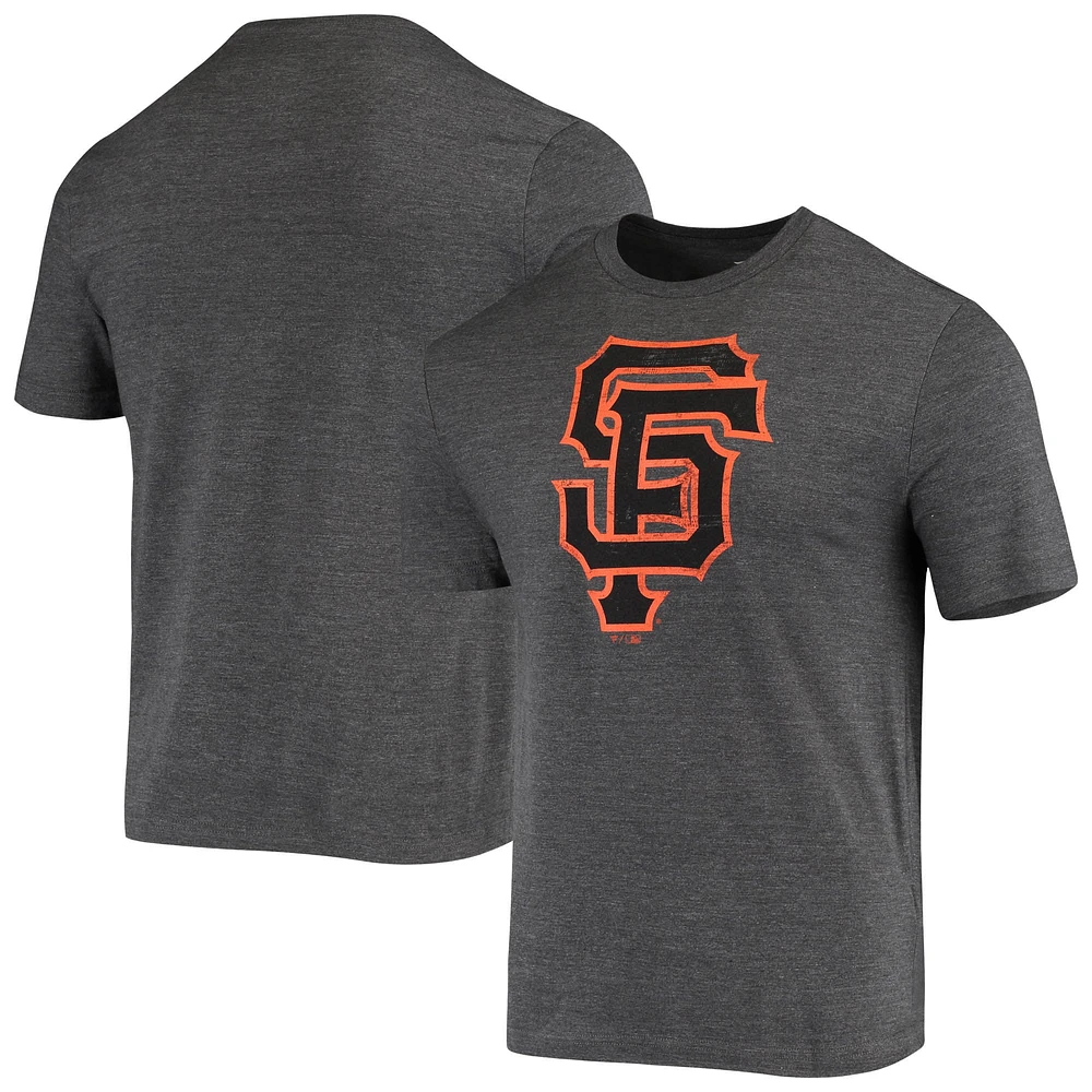 T-shirt triple mélange avec logo officiel patiné Fanatics Charcoal San Francisco Giants pour hommes