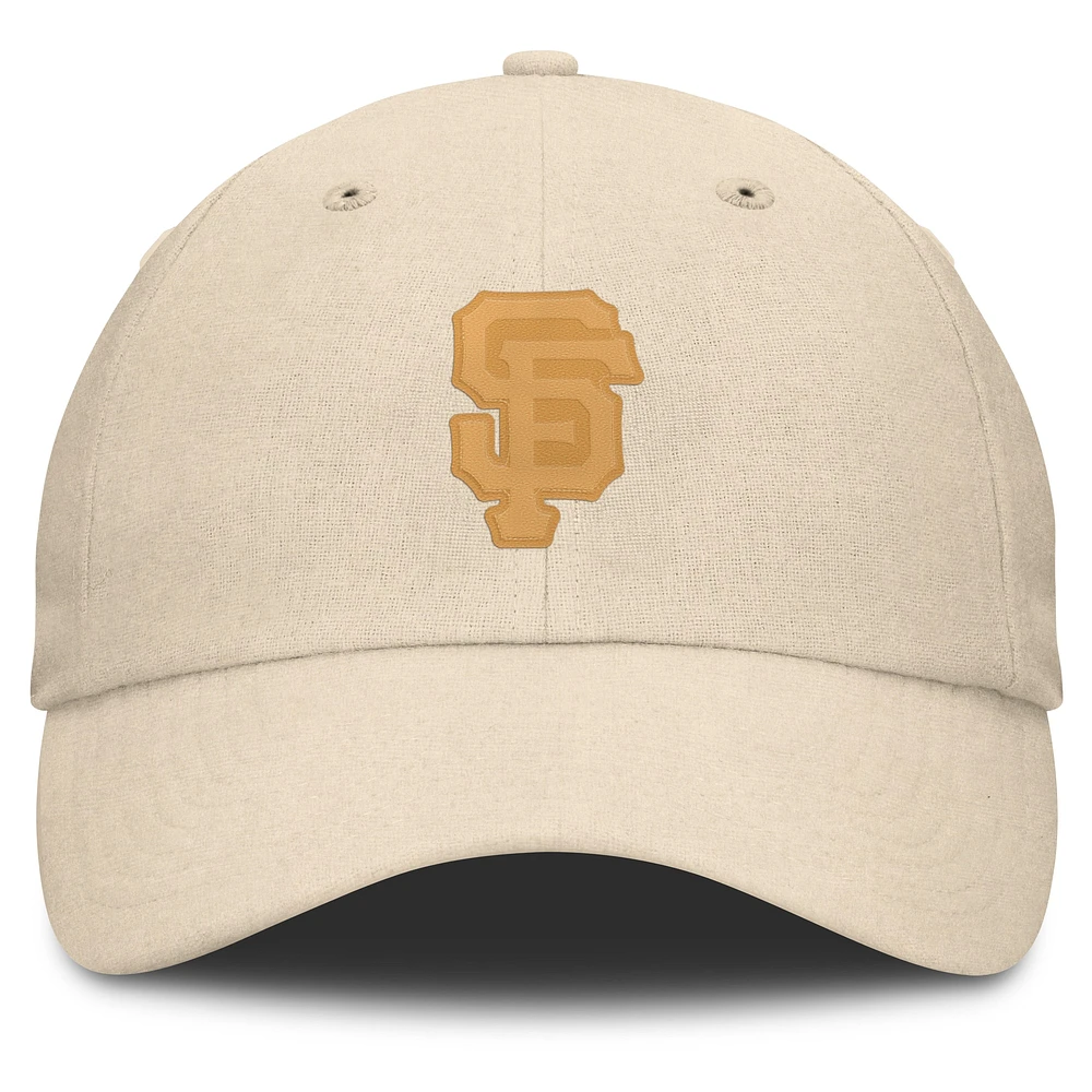 Casquette ajustable en cuir avec patch de front office des Giants de San Francisco de couleur crème Fanatics pour hommes