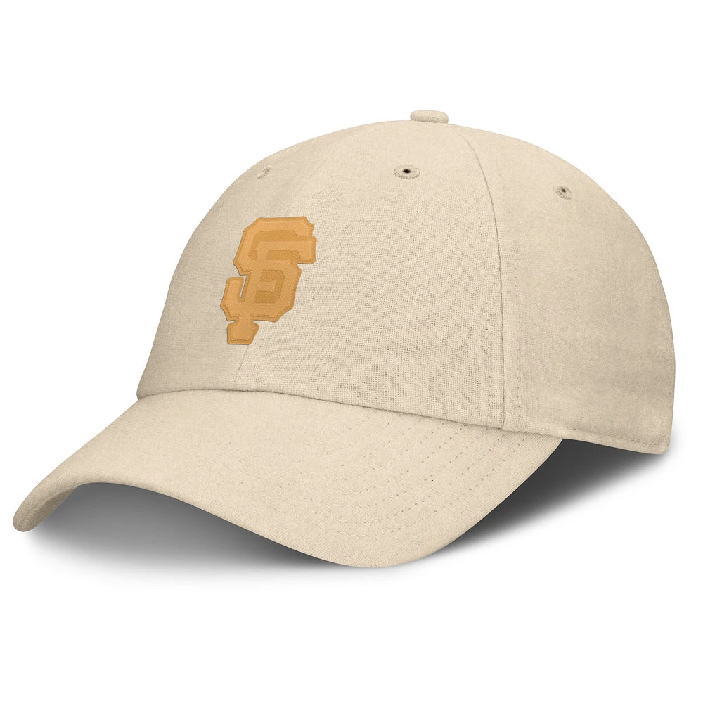 Casquette ajustable en cuir avec patch de front office des Giants de San Francisco de couleur crème Fanatics pour hommes