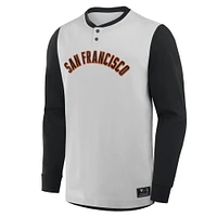 T-shirt Henley à manches longues Fanatics gris/noir pour homme des Giants de San Francisco