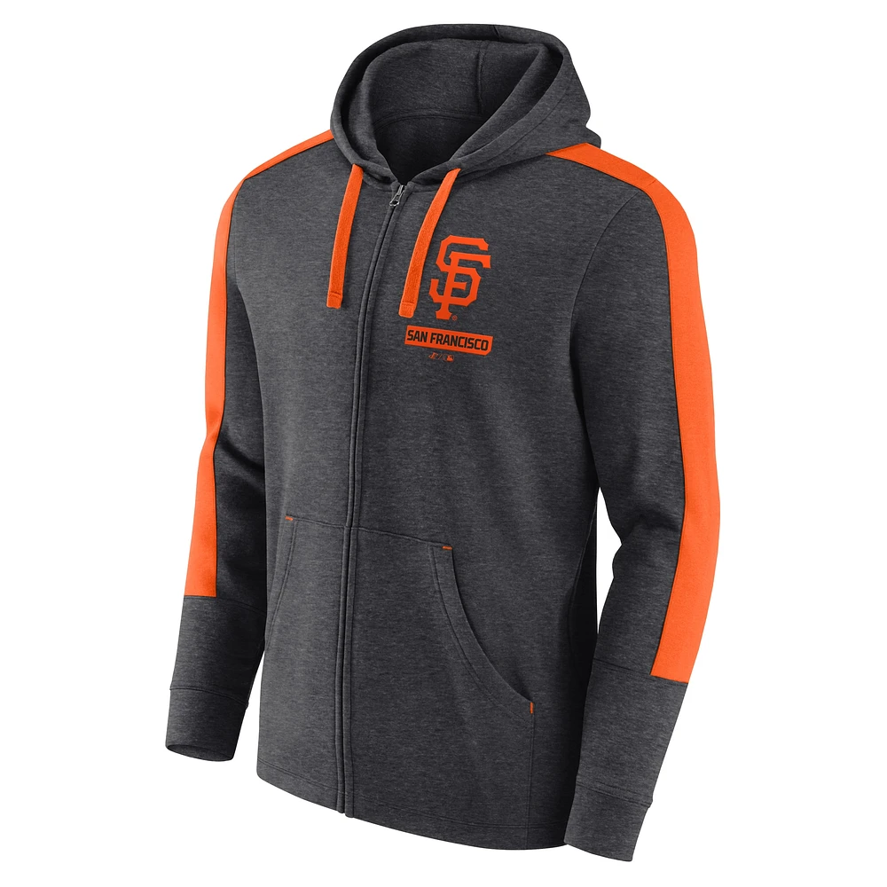 Men's Fanatics Heather Charcoal San Francisco Giants Gains Fleece Full-Zip Hoodie