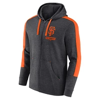 Sweat à capuche zippé en polaire San Francisco Giants Gains Heather Charcoal Fanatics pour homme