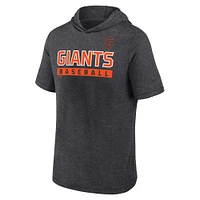 Sweat à capuche manches courtes pour hommes Fanatics Heather Charcoal San Francisco Giants Push