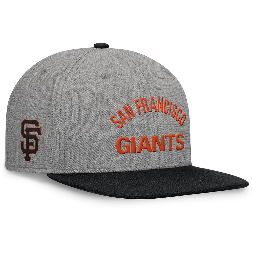 Men's Fanatics Heather Gray/Black San Francisco Giants Elements Flat Brim Snapbuckle Hat