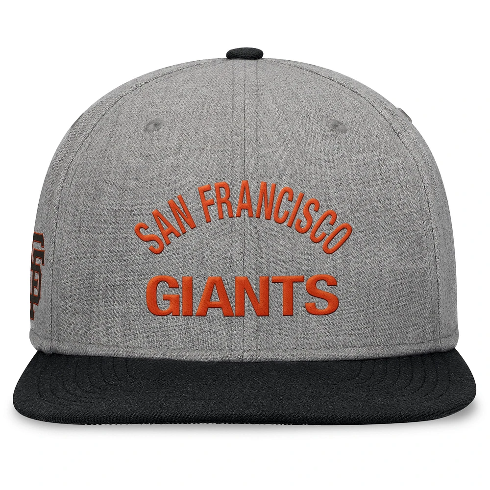 Men's Fanatics Heather Gray/Black San Francisco Giants Elements Flat Brim Snapbuckle Hat