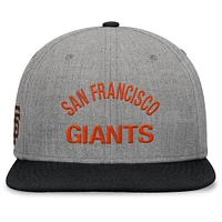 Casquette Snapbuckle à bord plat Fanatics pour hommes, gris chiné/noir, San Francisco Giants Elements