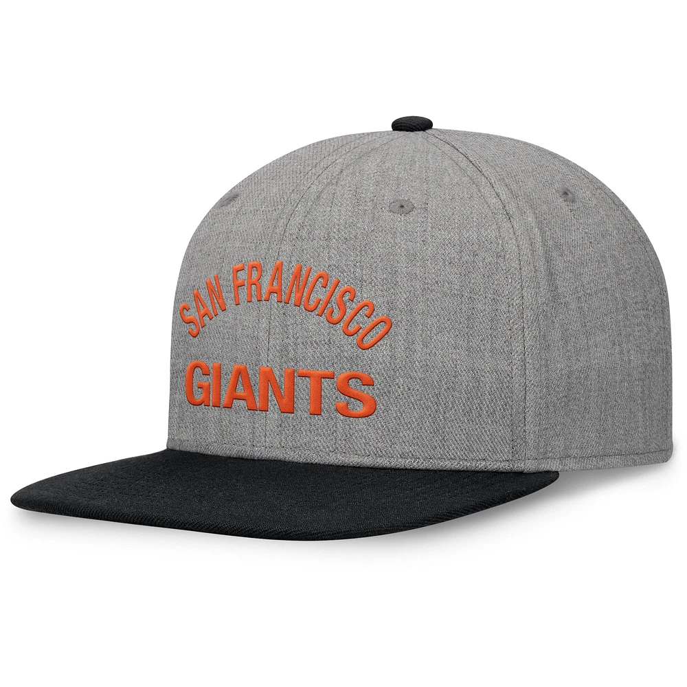 Casquette Snapbuckle à bord plat Fanatics pour hommes, gris chiné/noir, San Francisco Giants Elements