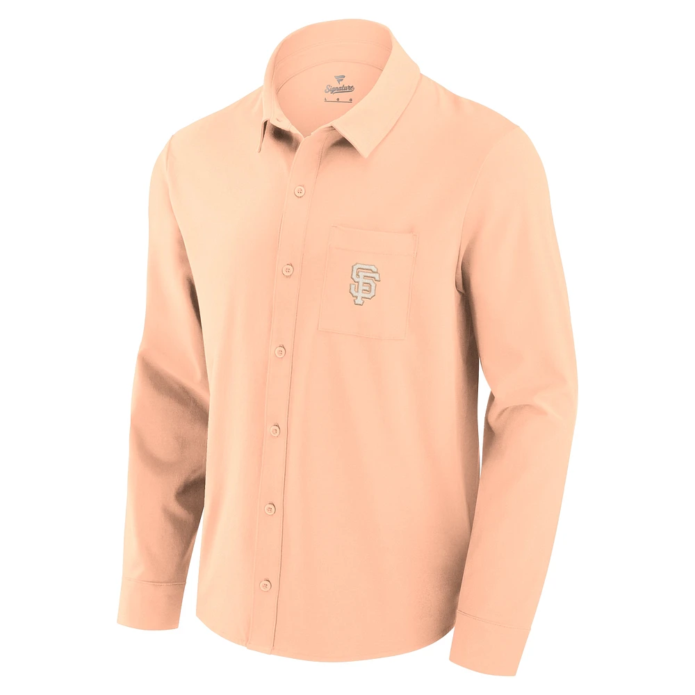 Chemise boutonnée à manches longues Fanatics pour hommes rose clair San Francisco Giants Front Office