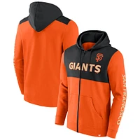 Sweat à capuche entièrement zippé Fanatics pour hommes orange/noir San Francisco Giants Ace