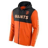 Sweat à capuche entièrement zippé Fanatics pour hommes orange/noir San Francisco Giants Ace