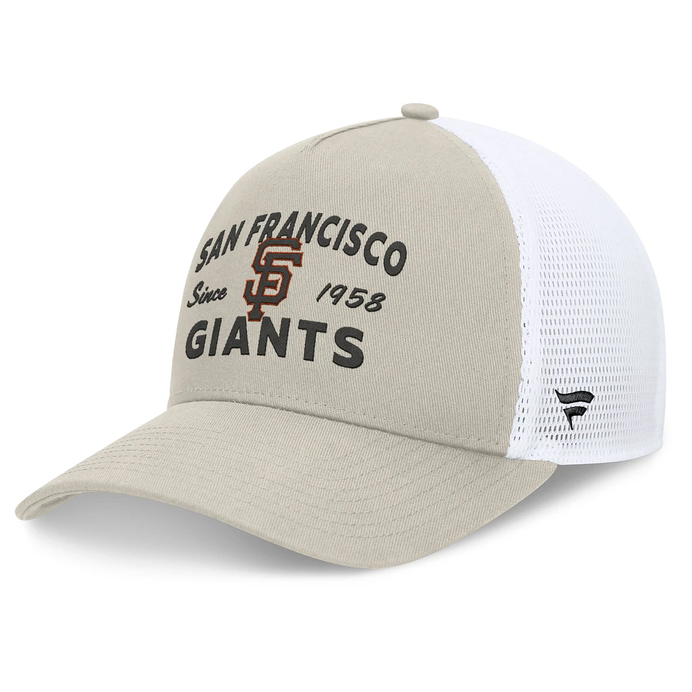 Casquette réglable de camionneur A-Frame Stone San Francisco Giants Fanatics pour hommes