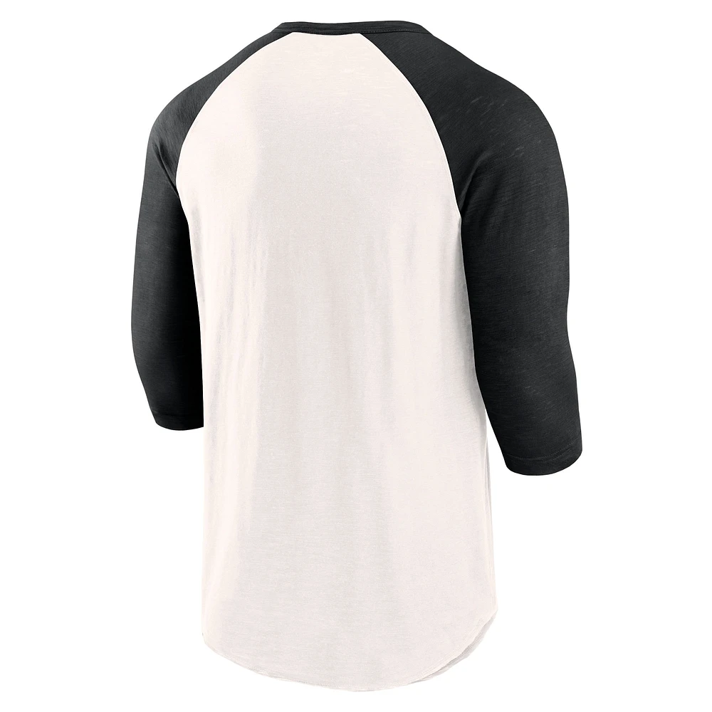 Men's Fanatics White/Black San Francisco Giants Backdoor Slider Raglan 3/4-Sleeve T-Shirt