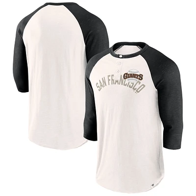 Men's Fanatics White/Black San Francisco Giants Backdoor Slider Raglan 3/4-Sleeve T-Shirt