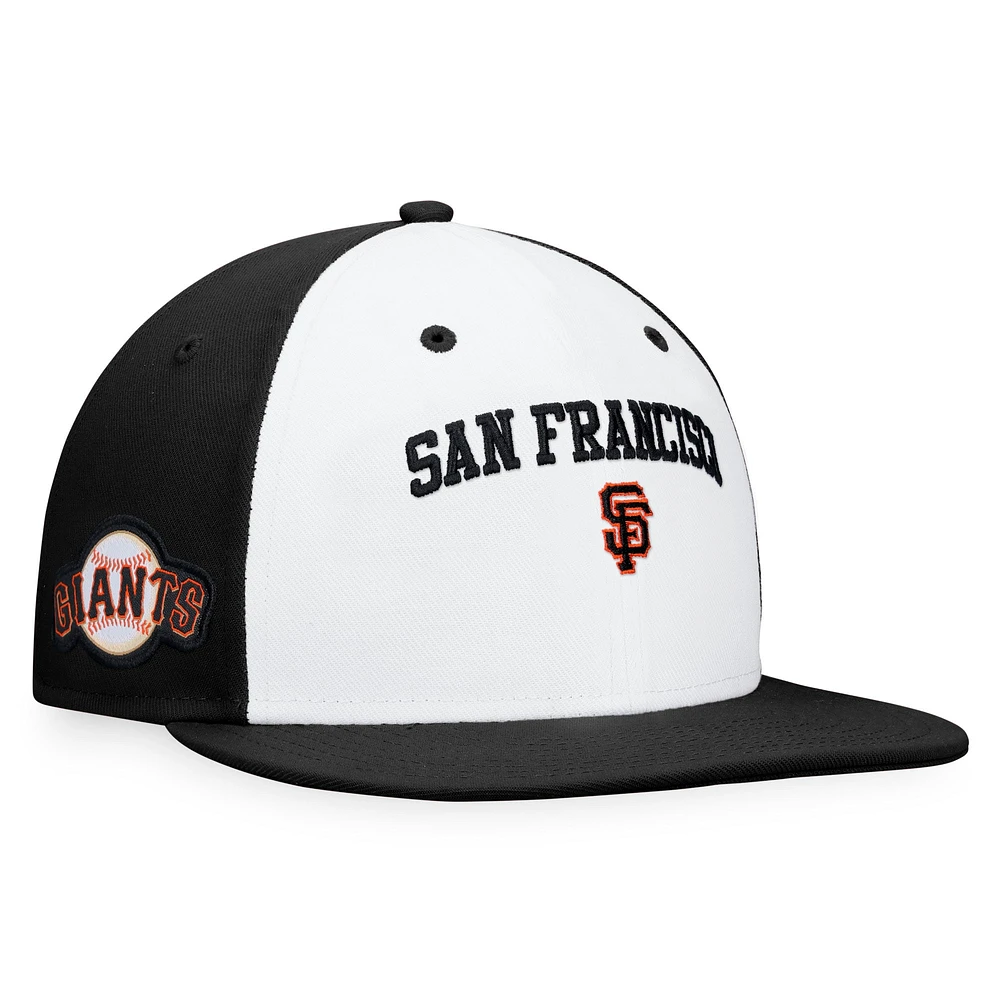 Casquette ajustée à blocage de couleur emblématique Fanatics pour hommes, blanc/noir, San Francisco Giants