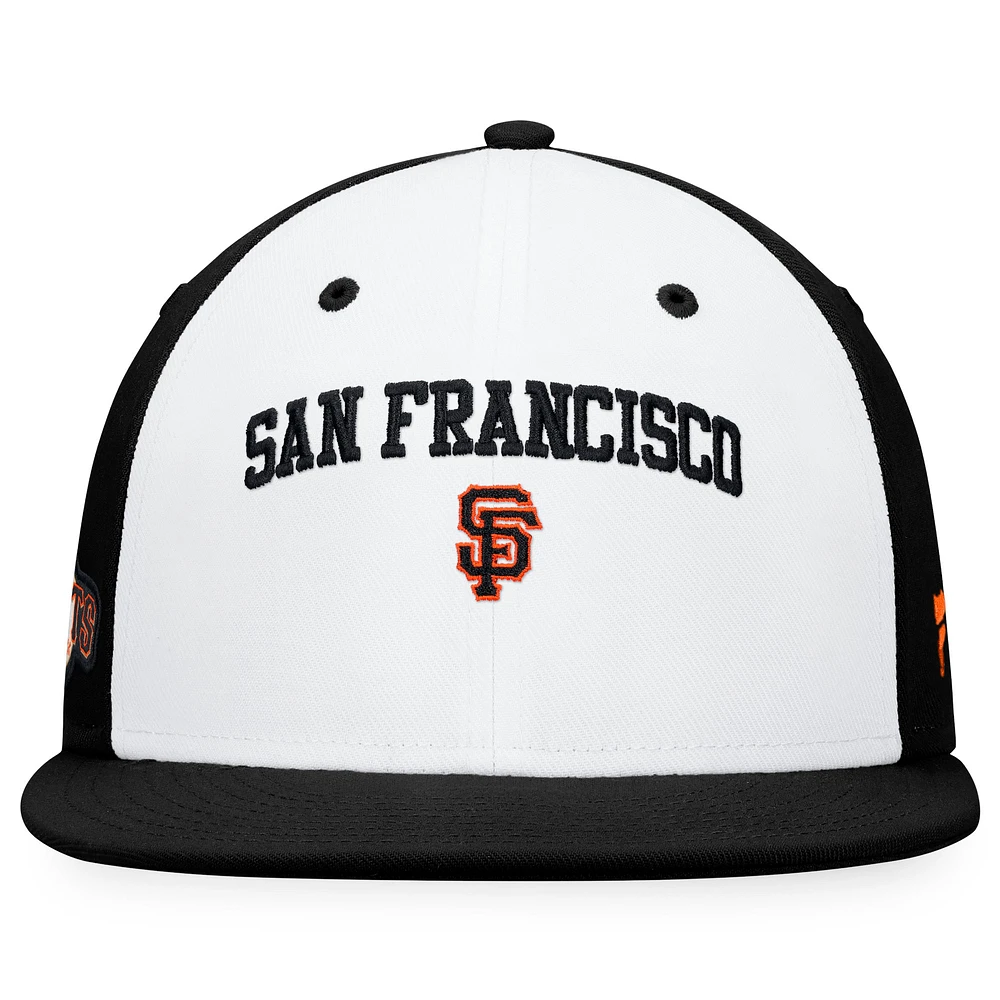 Casquette ajustée à blocage de couleur emblématique Fanatics pour hommes, blanc/noir, San Francisco Giants