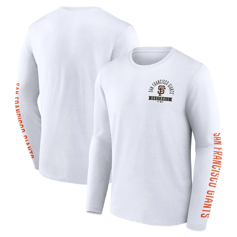 Men's Fanatics White San Francisco Giants Press Box Long Sleeve T-Shirt