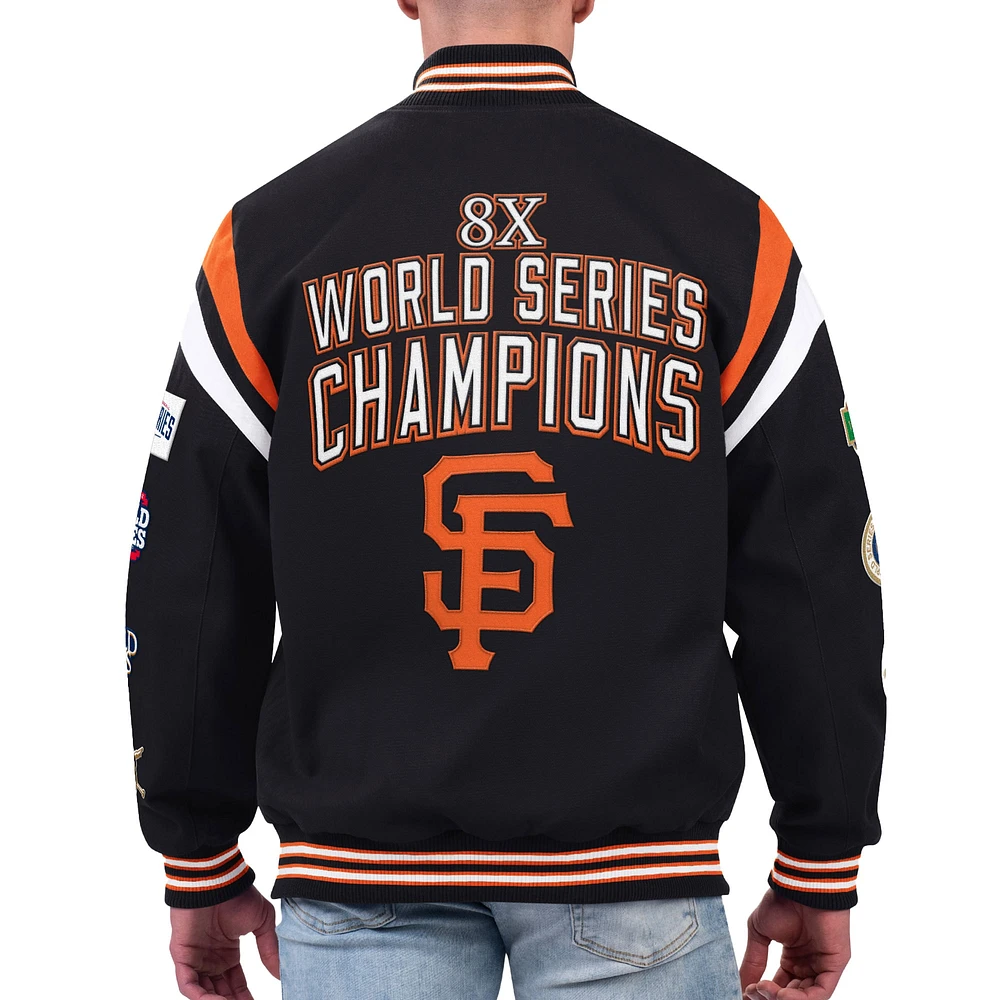 Veste universitaire à bouton-pression rapide G-III Sports by Carl Banks pour hommes, noire, San Francisco Giants