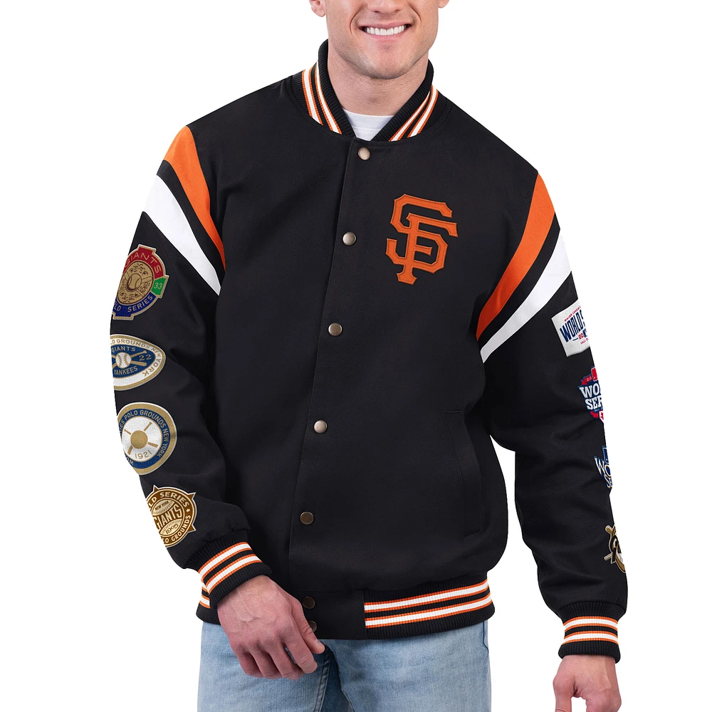 Veste universitaire à bouton-pression rapide G-III Sports by Carl Banks pour hommes, noire, San Francisco Giants