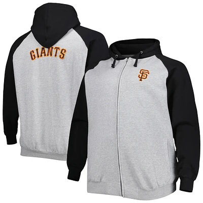 Sweat à capuche raglan Big & Tall Giants de San Francisco gris chiné/noir pour homme